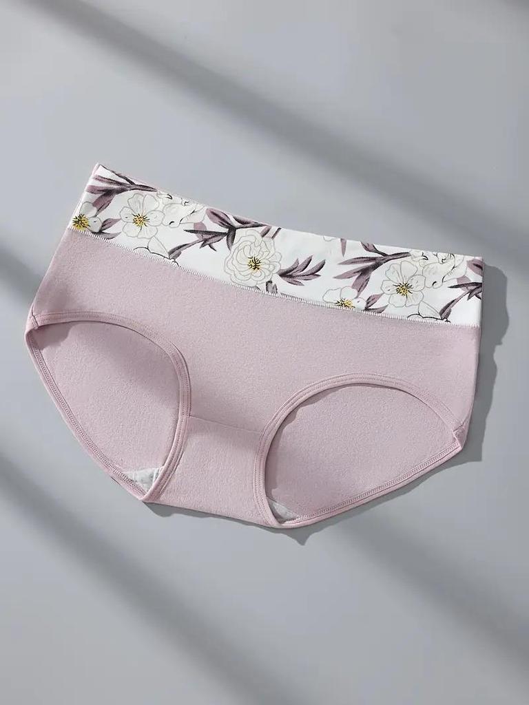 4PCS High Waist Women's Panties Breathable Cotton Panty Lovely Print Ladies Underwear Plus Size Female Lingerie Girls Briefs