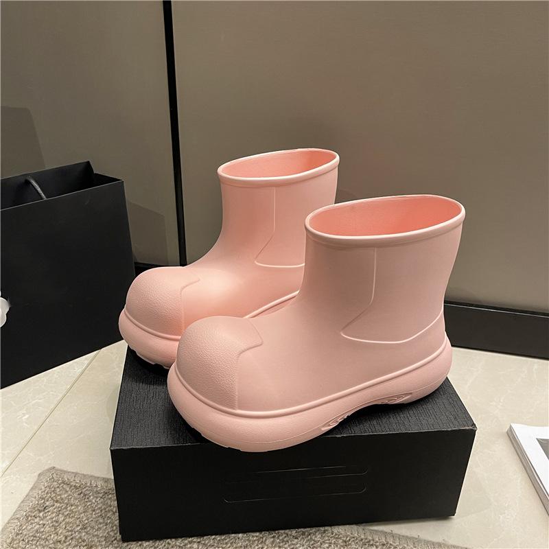 Red Rain Boots for Women 2025 New Outdoor Thick-soled Waterproof Women's Ankle Boots Non-slip Rainboots for Women Short Shoes