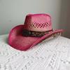 Western cowboy straw hat custom men and women retro wide-brimmed cowboy hat hollow hat sun hat  sombrero
