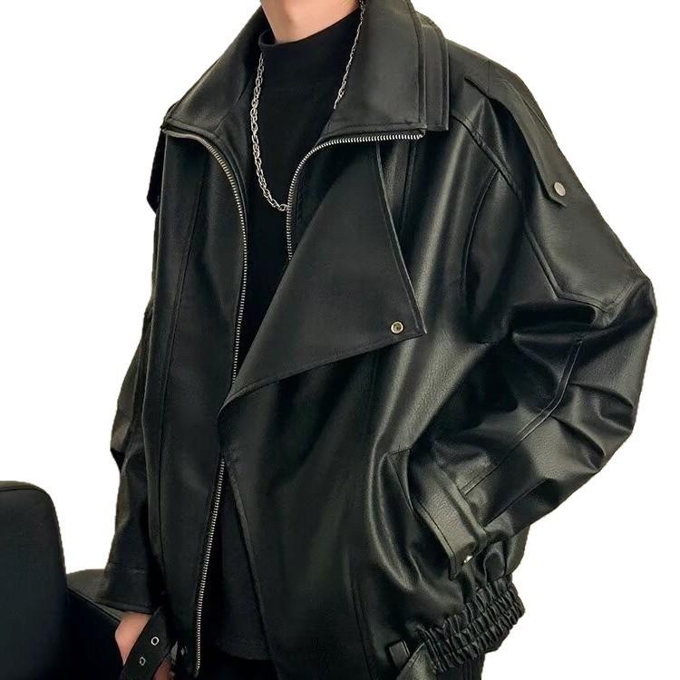 Men's Trendy Harajuku Style Leather Jacket – Autumn/Winter Casual Loose Outerwear