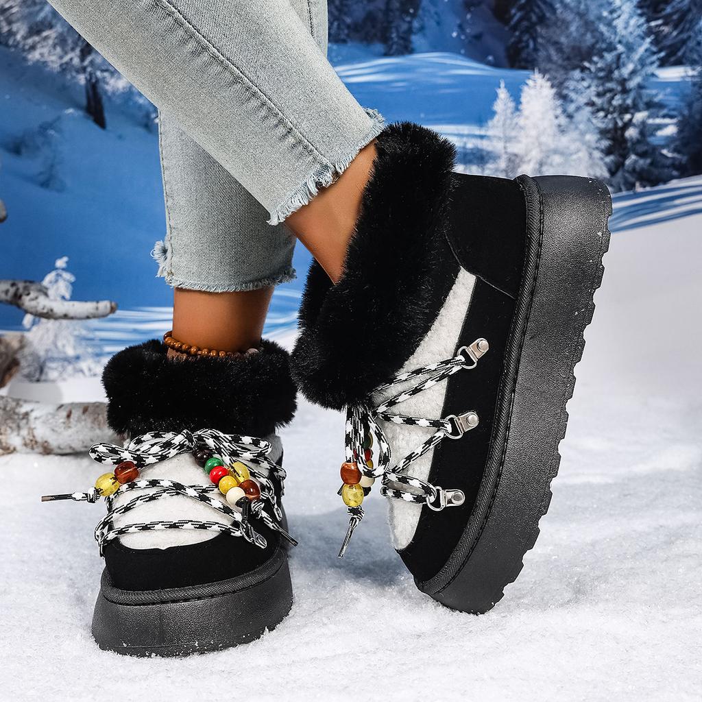 Fashion Luxury Fluffy Furry Fur Boots Woman's Ankle Booties 2025 Winter Ankle Boots Women Platform Shoes Antiskid Waterproof Ski Boots