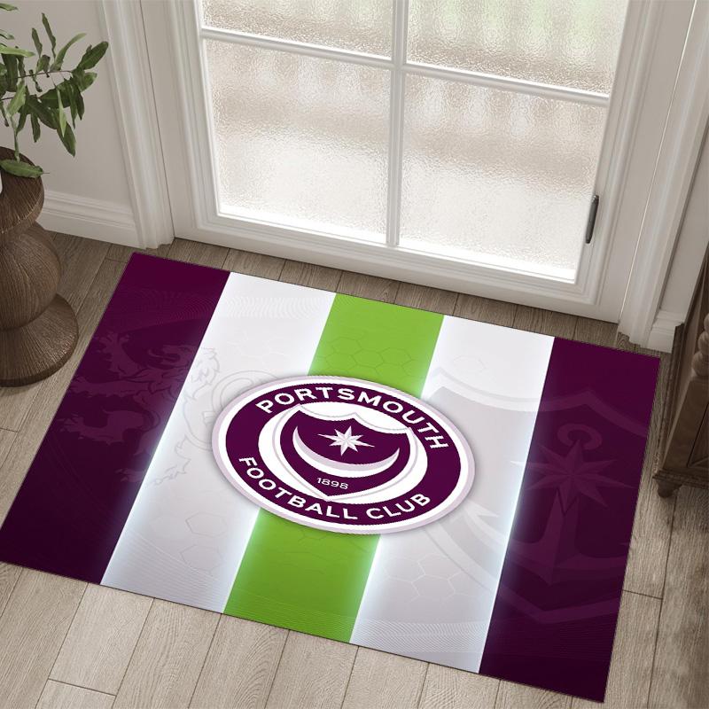 Portsmouth FC Design Crystal Velvet Carpet Cozy Non?Slip Printed Rug For Bedroom Living Room Entrance