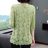 Lace 3/4 Sleeve Plus Size Women's Top Autumn T-shirt Versatile Belly Covering Westernized Shirt