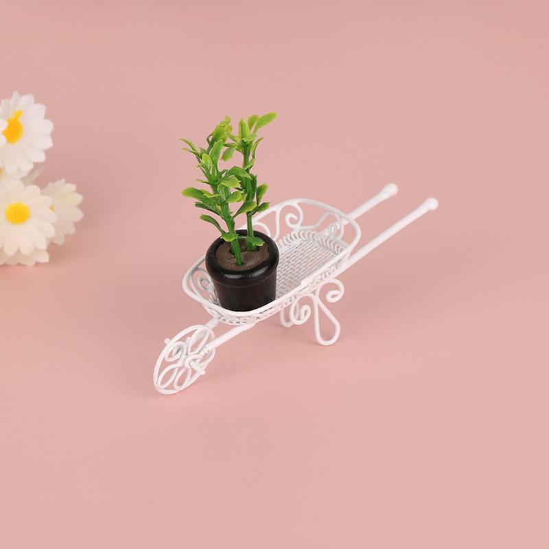 1Pcs Cute Simulation Mini Iron Handcart Toy Creative Desktop Decoration Gift Dollhouse Garden Tool Accessories