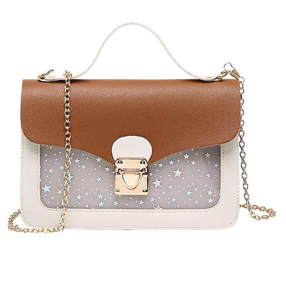 

Женская мини-сумка через плечо с квадратным ремешком, модная сумка через плечо со звездами и пайетками, кошелек, сумки MIT One Size коричневый