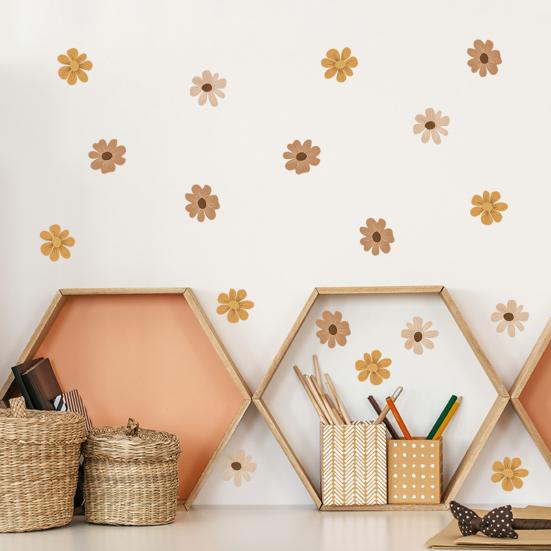 6Pcs Daisy Wall Stickers Self-Adhesive Vinyl Wall Decals Waterproof And Removable Boho Floral