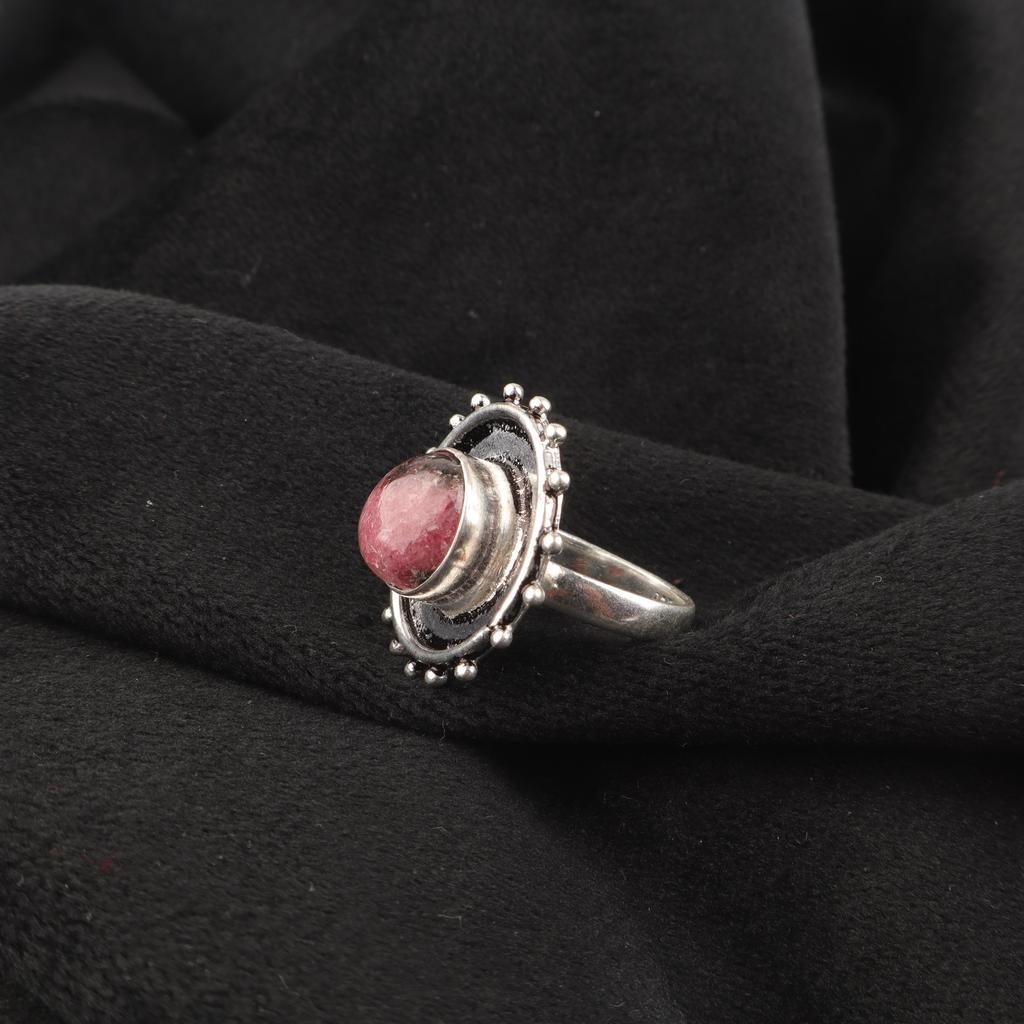 Black Rhodonite Gemstone Jewelry, 925 Solid Sterling Silver Ring Handmade Gorgeous Silver Chain Ring For Wedding Gift