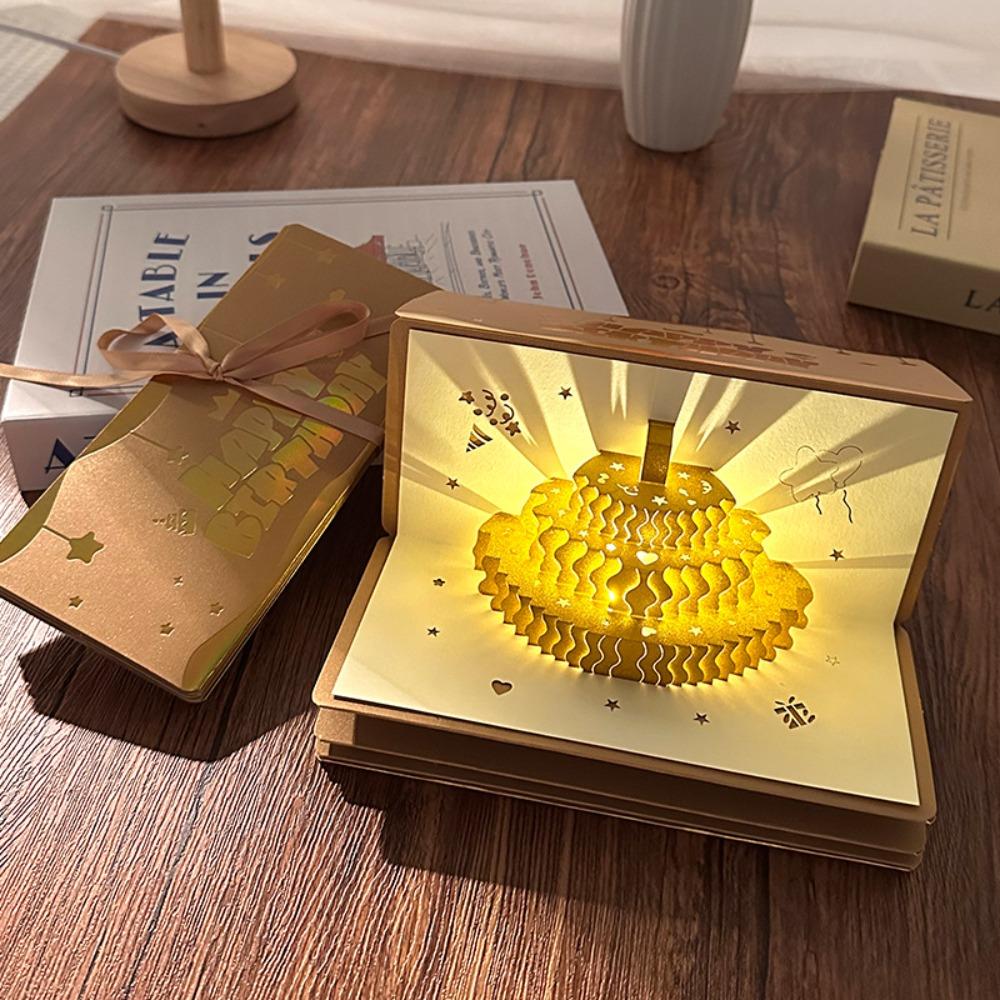 

3D Pop-Up Musical Light Greeting Card 6 Card Slots Red Envelope Greeting Card Surprise Gift