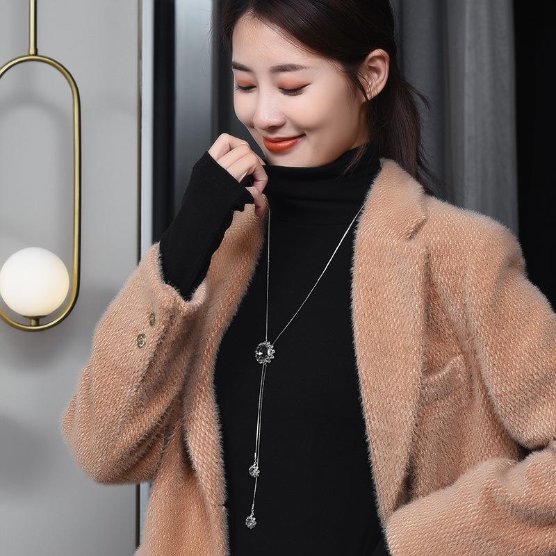 Sweater Chain Autumn And Winter Clothing Accessories Pendant Snowflake Crystal Fringed Pendant Women'S Long Necklace