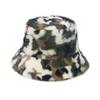 Autumn and Winter New Fashion Imitation Rabbit Plush Pot Hat Printing Camouflage Bucket Hat Thermal Hat Men and Women Foreign Trade Europe 