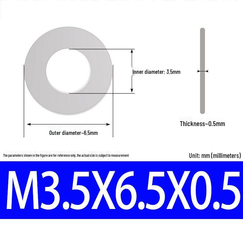 304 Stainless Steel Ultra-Thin Flat Washer, Thickness: 0.1/0.2/0.3/0.4/0.5 Mm, Sizes M1-M8