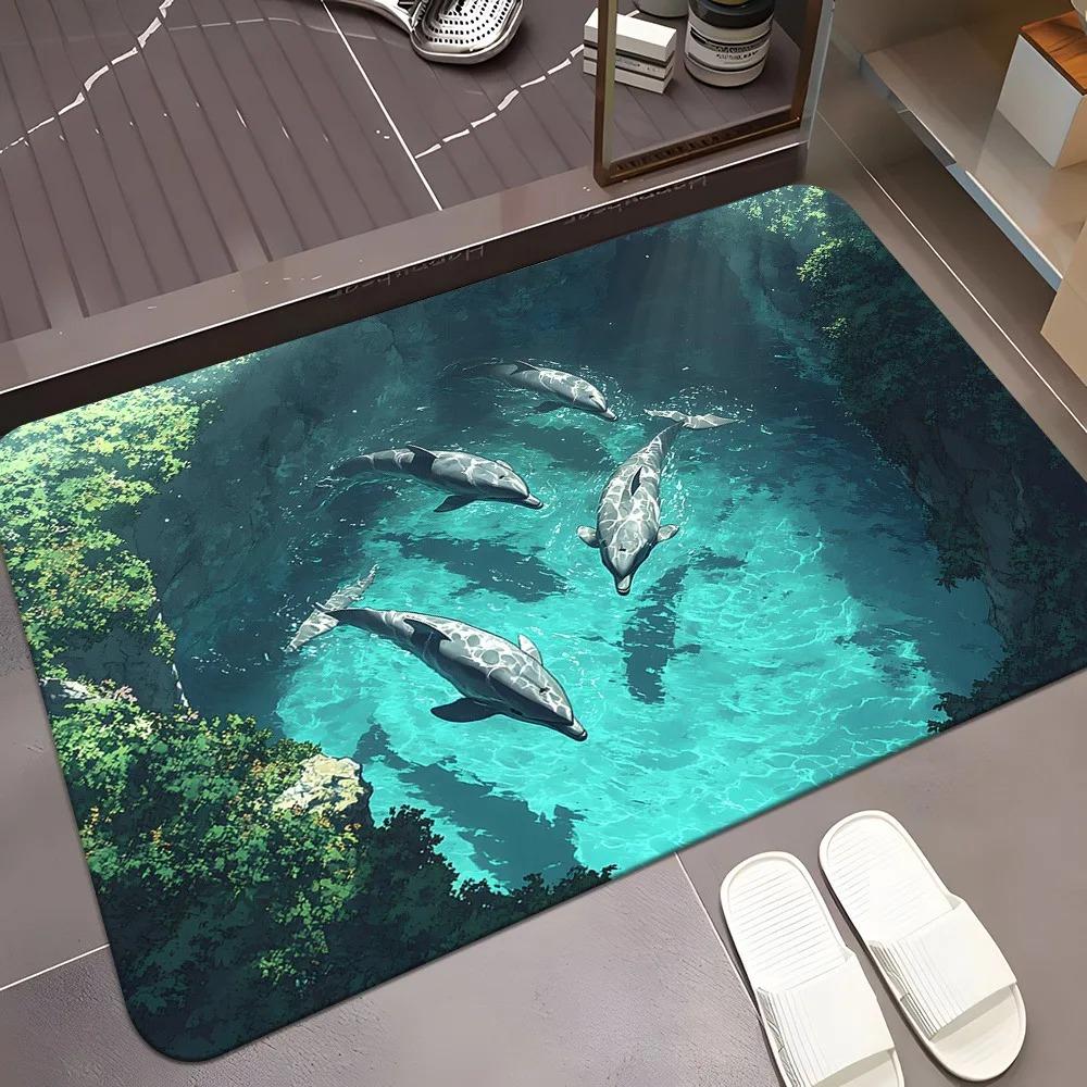 1PC Rose Pattern  Kitchen Rugs Non-Slip Home Door Mats Pop Design Bathroom Rugs Bath Mat Carpet for Home Sink Laundry Decor