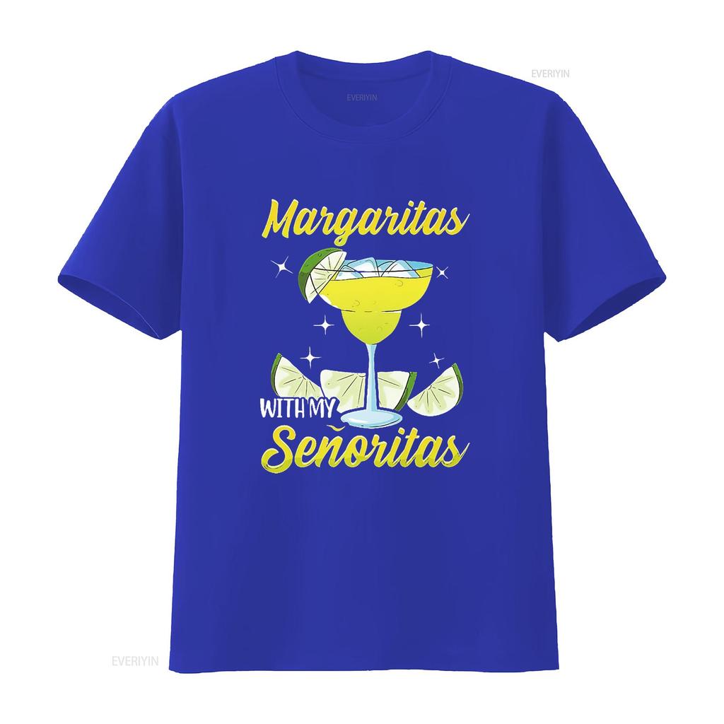 Womens Margaritas With My Senoritas Tequila Party T Shirt Vintage Washed Comfortable Stylish Streetwear Breathable