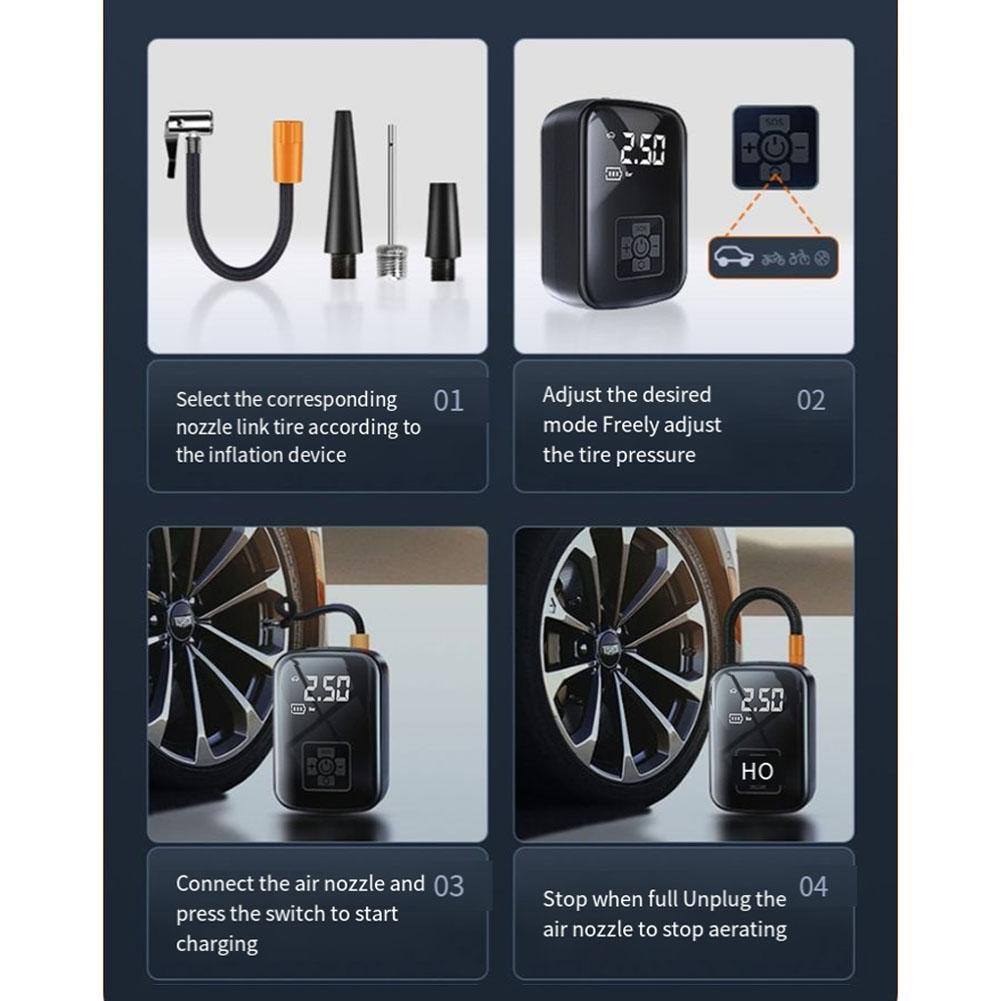 Autoreifen Elektrische Reifenpumpe Boote Fahrräder Kleine Boote Sportbälle Im Kofferraum aufbewahren Mitnehmen Spannungskabel