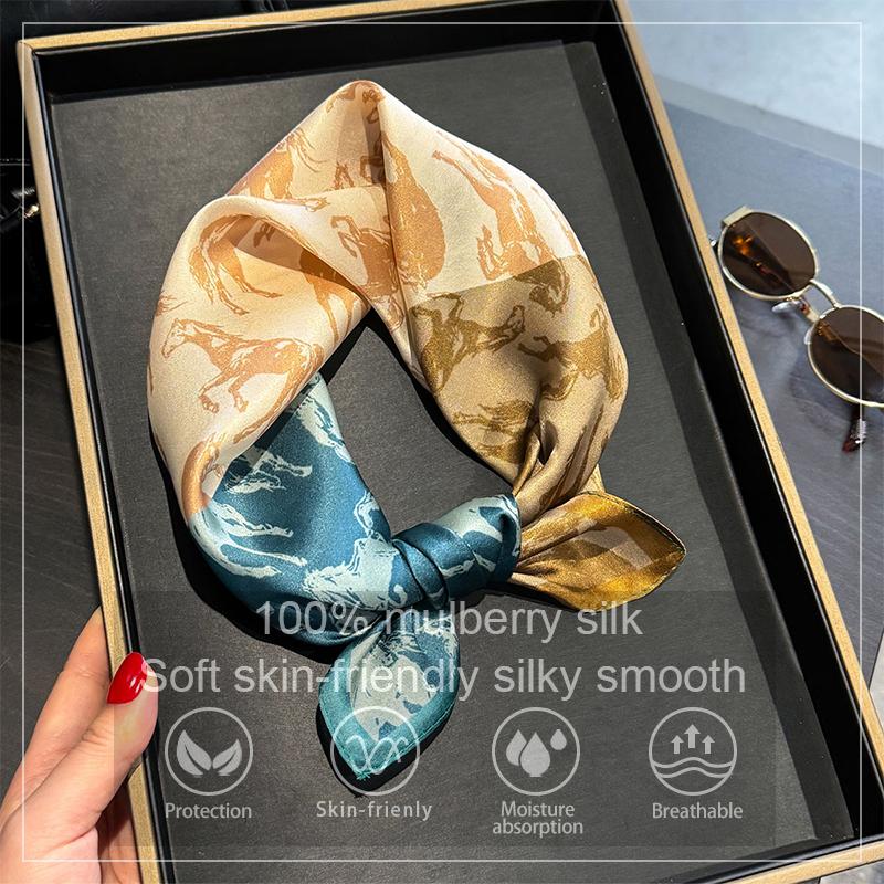100% Silk Scarf Mulberry Real Silk Scarves for Women Luxury High Quality Headband Kerchief Neckerchief Hairband Bag Wrap Hijab