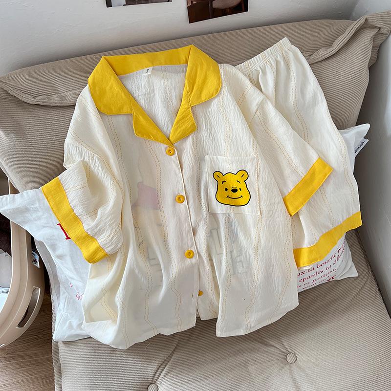 Women s Cartoon Cloud Cotton Pajama Set - Short Sleeve & Shorts M to L