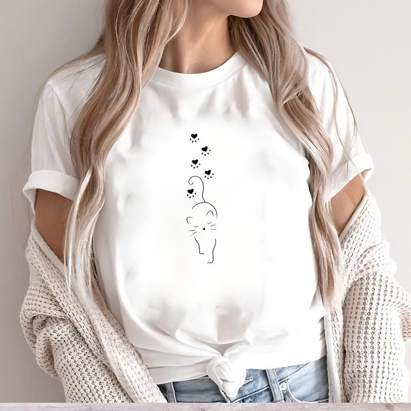 Trendy Printed T-shirt for Summer, Women's Short-sleeve Cute and Stylish Fashion Top.