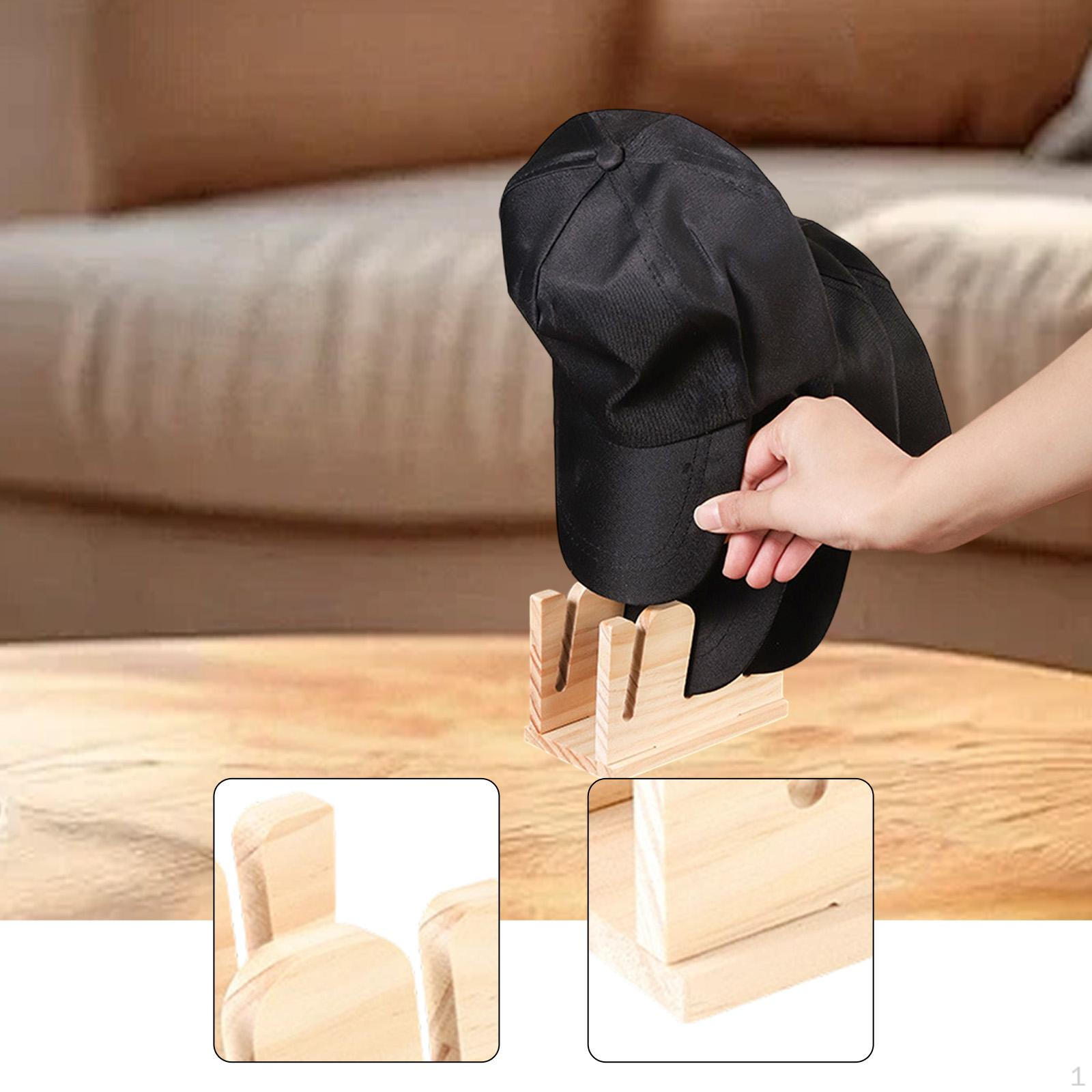 

Hat Holder Display Organizer Portable Wooden Vertical Storage Suitable for Office Bedroom 3 Slots