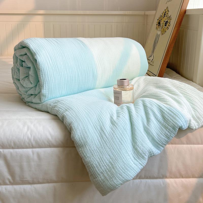 Minimalist Solid Color Cotton Quilt Set: Soft, Skin-Friendly, Machine-Washable Summer Quilt for Dorms (4-Piece, Single/Double).