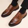Leather Shoes Men's Brock Business Dress Hollow Leather Shoes Summer Breathable Men's Wedding Groom Shoes