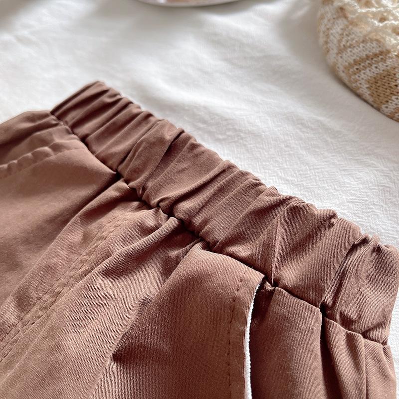 Children's Fashionable Cartoon Stripe Short Sleeved Shorts Beach Casual Spring And Summer Boys Suit Sleeveless Shirt+Short Pants