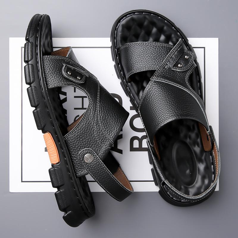Fashion 2024 Summer New Cow Leather Sandals Women Fashion Casual Designer Designer Beach Shoes Men Outwear Platform Slippers Shoes Male