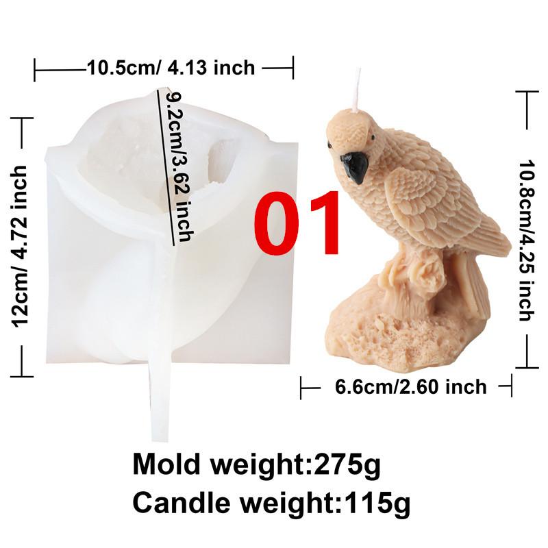 3D Cartoon Eule Silikon Kerzenform DIY Niedliches Tier Duftkerze Gips Tropfkleberform Papagei Lerche Handgefertigt Wohndekor