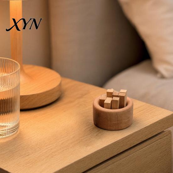 Safe Fireless Fragrance Diffuser Wooden Essential Oil Diffuser, Beech Wood Aromatherapy Micro-landscape Small Round for Home Offices Cars Yoga