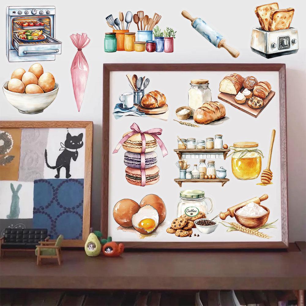 50-Piece Creative Baking-Themed PET Transparent Stickers for Water Bottles, Phone Cases, and Laptops