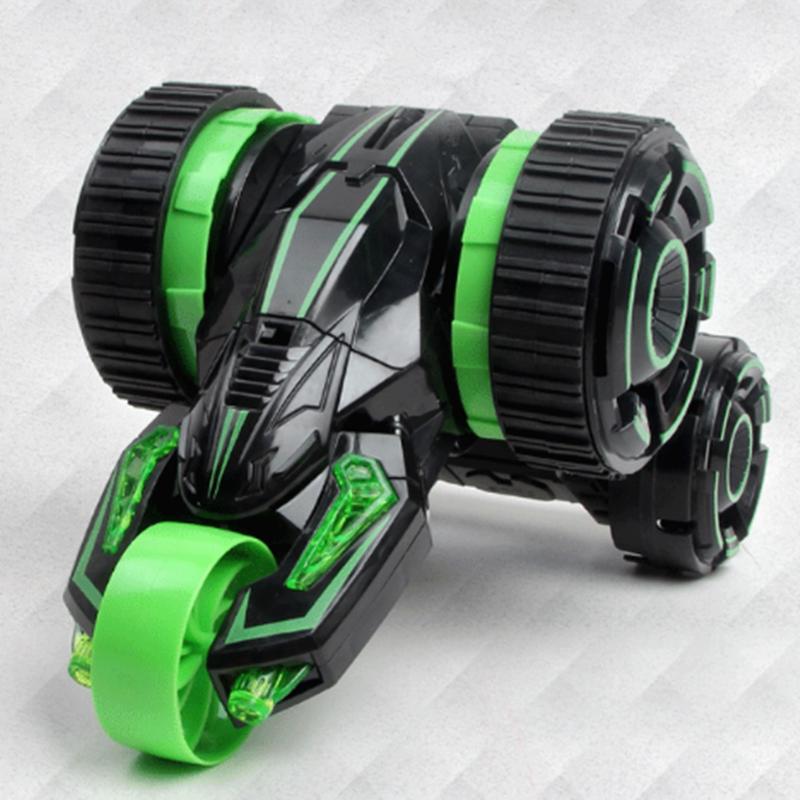 

Радиоуправляемый трюковый автомобиль с радиоуправлением, гоночный автомобиль, двухсторонний, вращение на 360 градусов, катание и спотыкание зелёный