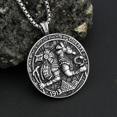 Ancient Egyptian Pharaoh God Horus Anubis Pendant Necklace Men Women Stainless Steel Chains