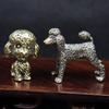 Vintage Brass Cute Dog Statue Desk Ornaments Standing Poodle Figurines Miniatures Lucky Home Decorations Accessories Child Gifts