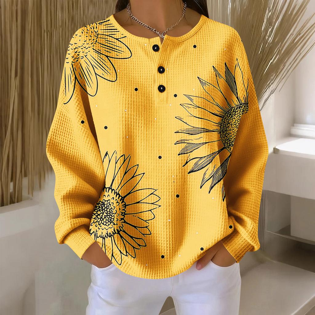 Women's Casual Shirts Long Sleeve Tops Button Up V Neck Loose Knit Fall Favorites For Women