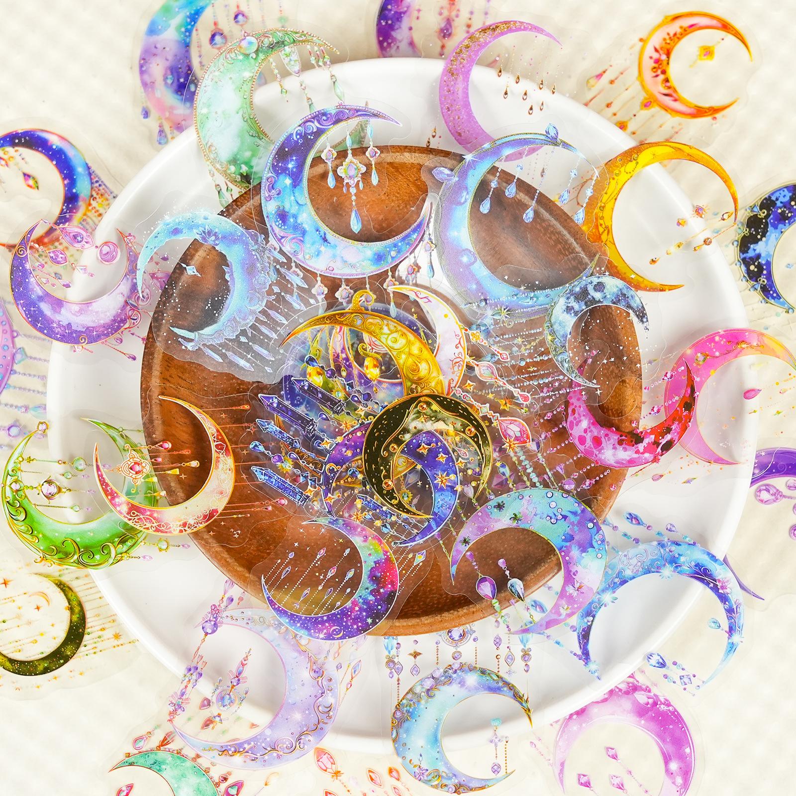 56 Colored Tassel Crescent Transparent Stickers Pet Material Is Beautiful Decorative Waterproof Stickers