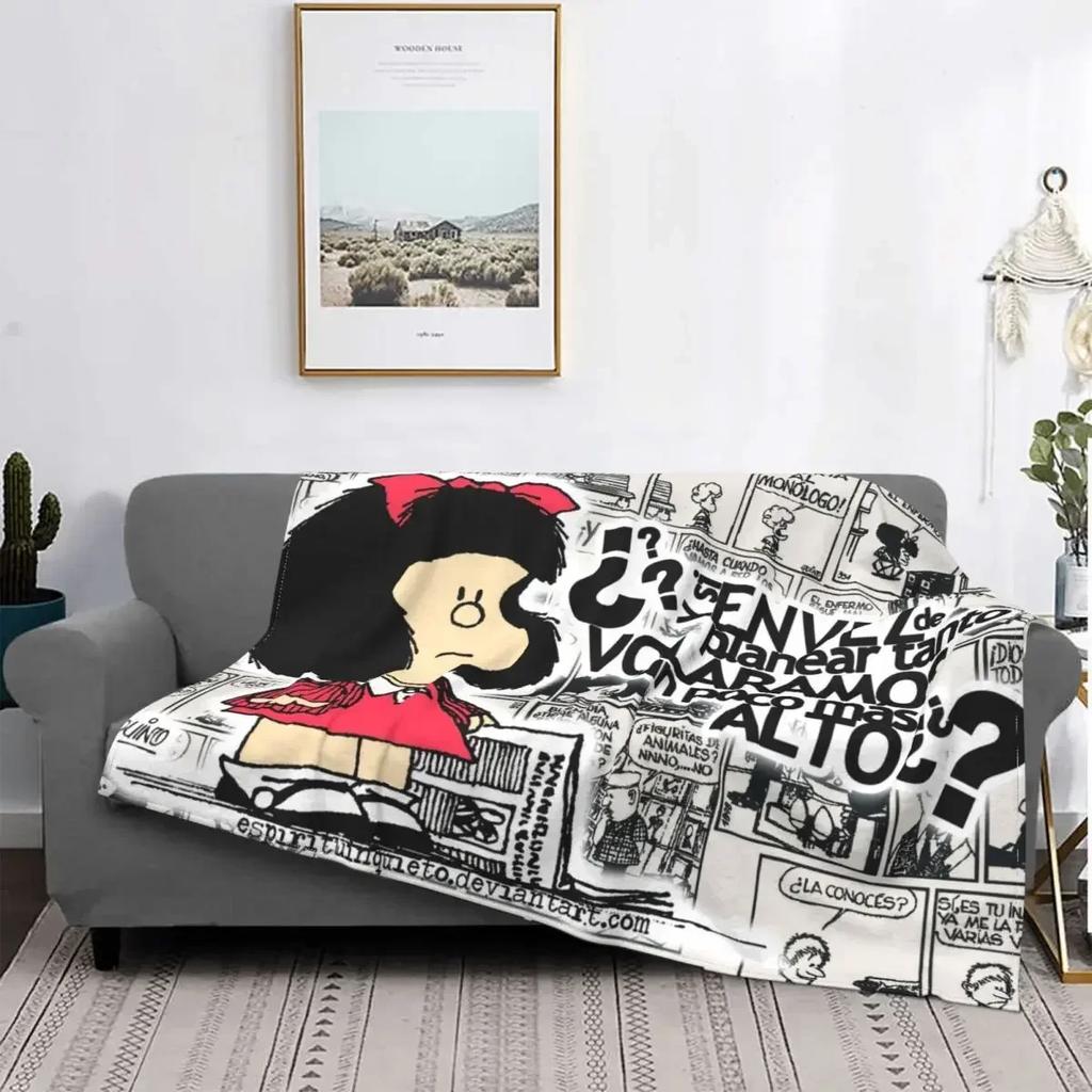 Coperta Mafalda Stampata 3D Morbido Pile di Flanella Calda Cartoni Animati Coperte Plaid per Casa Camera da Letto Divano Copriletti
