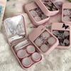 1Set Trendy Mini Contact Lenses Box Purple Black Butterfly Contact Lens Case With Mirror For Women Holder Eyewear Accessories