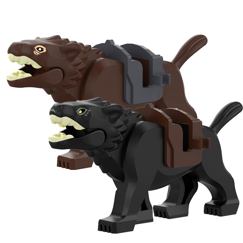 MOC Serie Granja Bosque Escena Crianza Animal Bloques de Construcción Lobo de la Jungla Montura Caballo Oso Marrón Blanco Panda Ladrillos DIY Juguetes para Niños