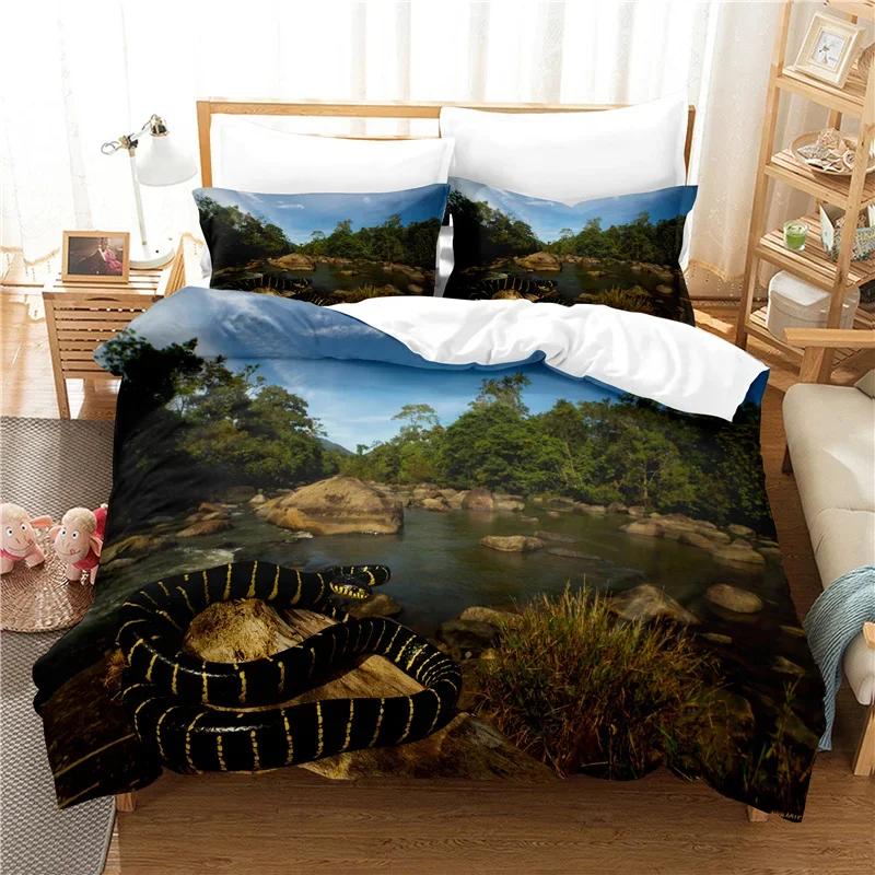

3D Print Snake Bed Linens Beding Set 10% Coton Quality Super Soft Comfortable Duver Cover Set Ten Girl Boy Beding Set Hd 100*200cm Single