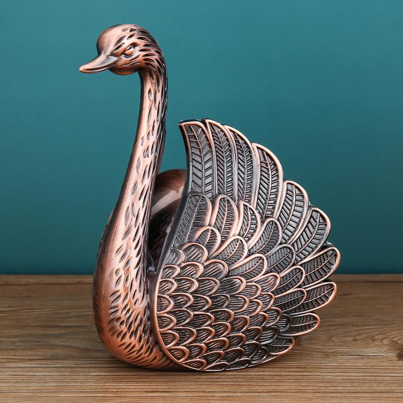 

New Swan Ashtray Home Living Room Creative Light Luxury Ins Office Anti Fly Ash with Cover Gift for BoyfriendDecorative Ornament