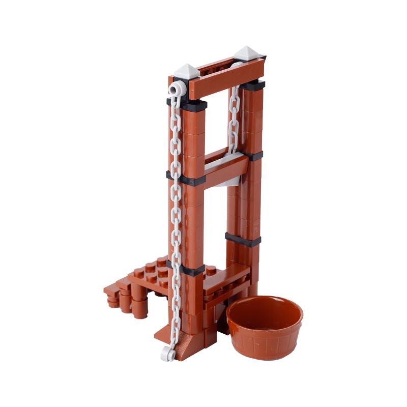 MOC Medieval Guillotine Building Blocks Kit Gallows Tree Hanging Cage Gallows Trial Weapons Bricks Toys Boys Gift
