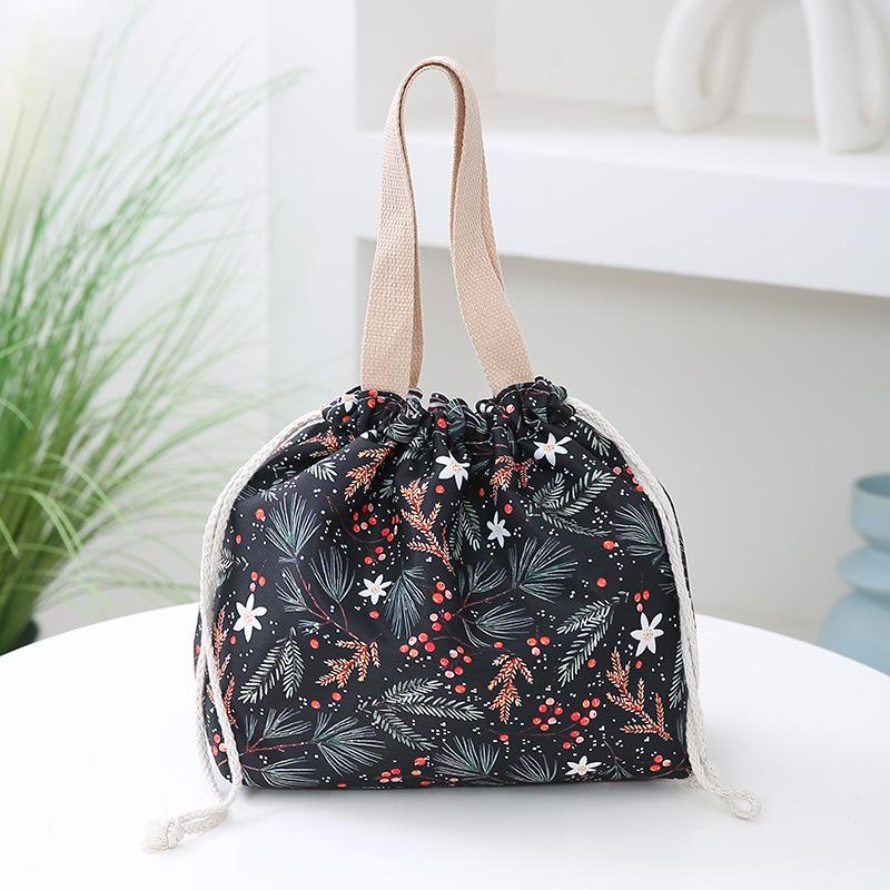 Cartoon Lunchtasche Canvas Lunchbox Kordelzug Picknick Tragetasche Öko Baumwollstoff Kleine Handtasche Geldbörse Abendessen Behälter Lebensmittel Aufbewahrungsbeutel