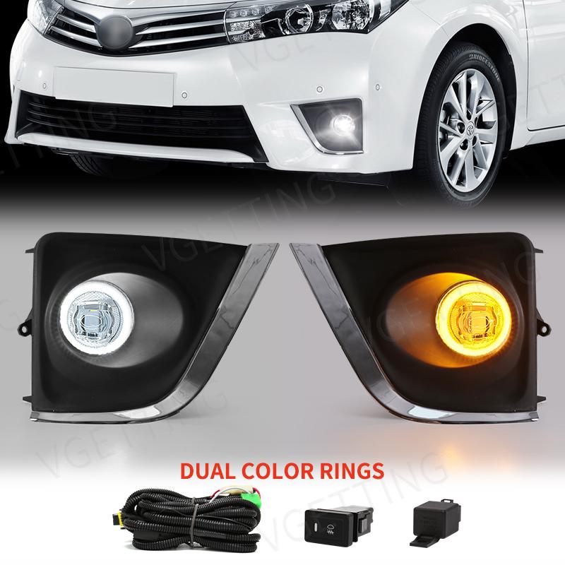 For Toyota Corolla Altis 2014 2015 2016 Fog Lights Lamp LED DRL Daytime Running Assembly Wires Switch Harness Accessories