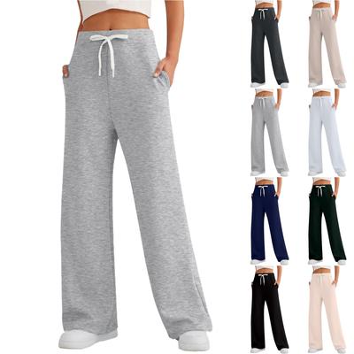 Women's Sports Fitness Pants Casual Loose High Waist Pants Drawstring Jogging Pants Women's Straight Leg Wide Leg Pants Casual Pants Yoga Pants