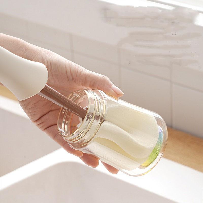 2-in-1 Long Handle Silicone Cup Brush, Multifunctional Push-pull Dead Angle Cleaner, Household Water Bottle Baby Bottle Cleaning Brush