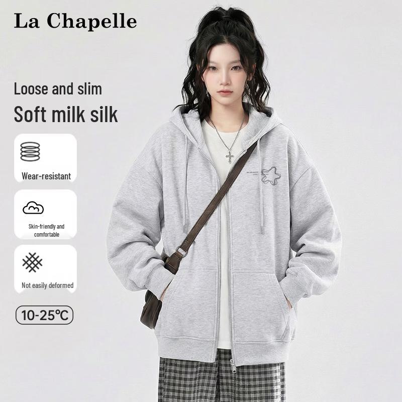 La Chapelle Women's Korean Style Zip-Up Hoodie