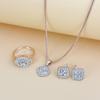 Versatile Jewelry Set: Rhinestone Earrings, Ring, Bride's Three-Piece Fashion Set