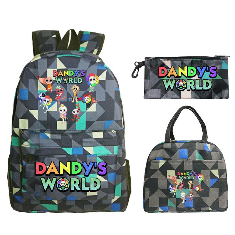 Dandy's World Game Merchandise Printed Primary and Secondary School Schoolbag Three-piece Set Foreign Trade Popular Children's Backpack