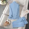 Women's Casual Blazer Suit for Office - Long Sleeve Single - Button Jacket and Chic Fashion Elegant Pant Two - Piece Set