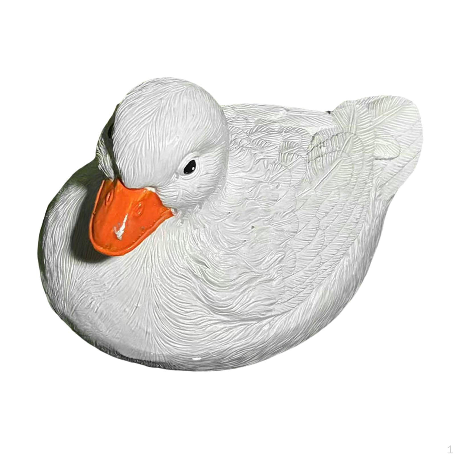 

Duck Statue Animal Sculpture Resin Craft Realistic Ornament for Pool Lawn Lake Courtyard белый