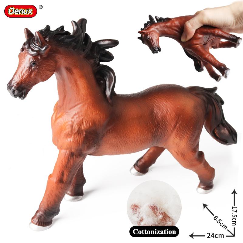 Oenux Soft Cotton Farm Animals Cow Horse Pig Hen Cat Dog Model Action Figures Wild Lizard Donkey Koala Educational Kids Toy Gift